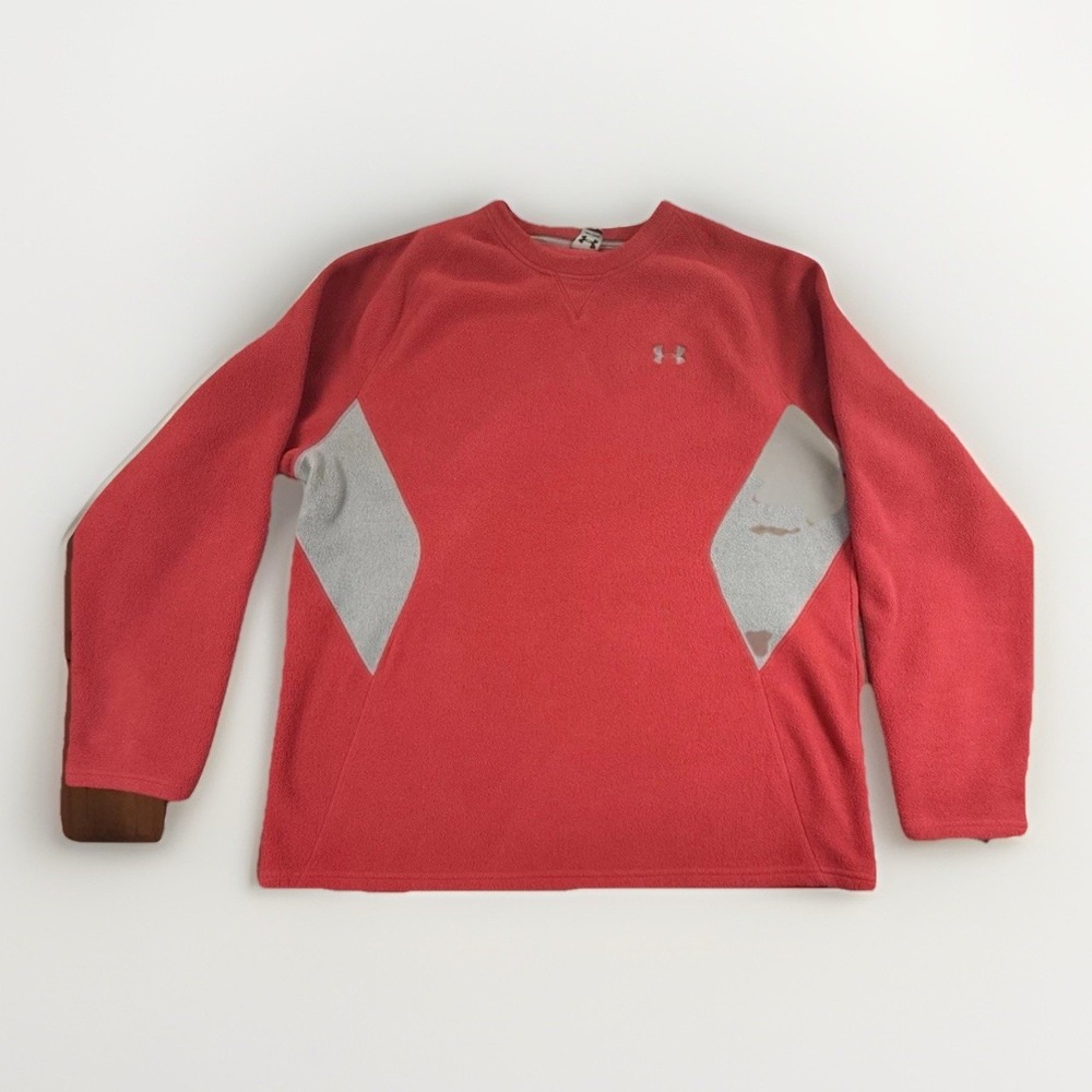 Under Armour Mens 2XL Red Fleece Sweatshirt Thick Warm Athletic Pullover Logo